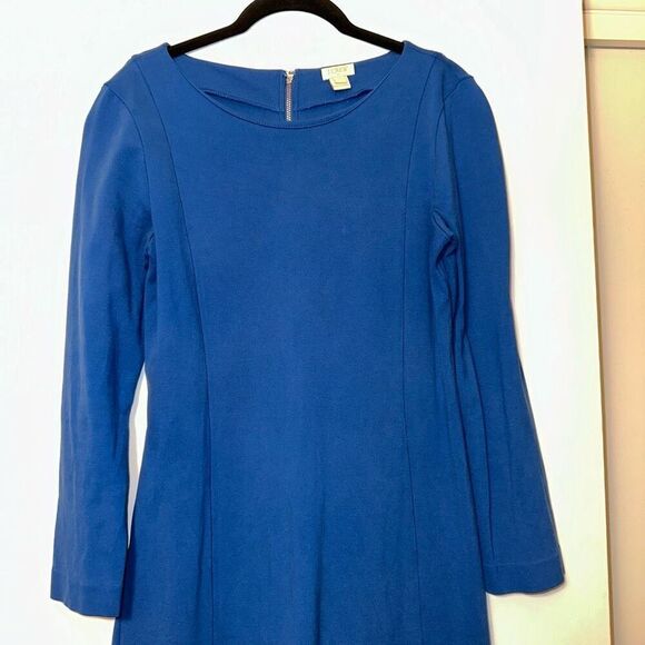 J. Crew Womens Long Sleeve Zipper Back Blue Knit Dress Size Small - Picture 3 of 13